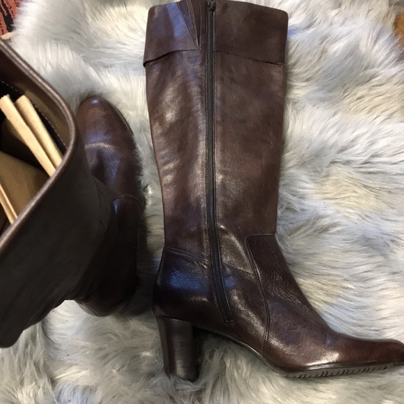 Unisa Shoes Unisa Y2k 9s Brown Leather Riding Stacked Heel Boots